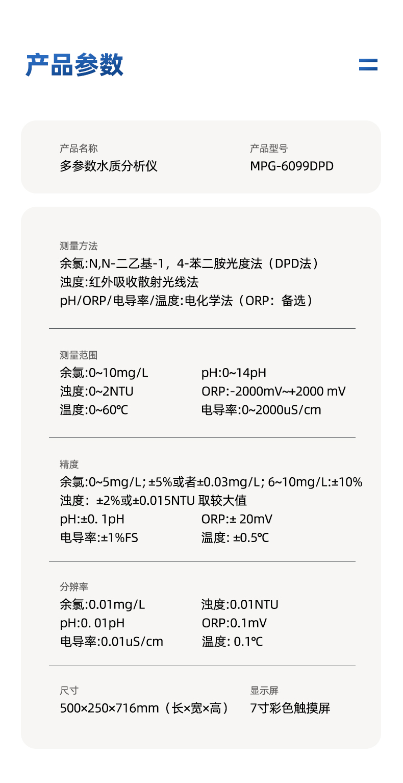 多参数水质DPD在线余氯分析仪